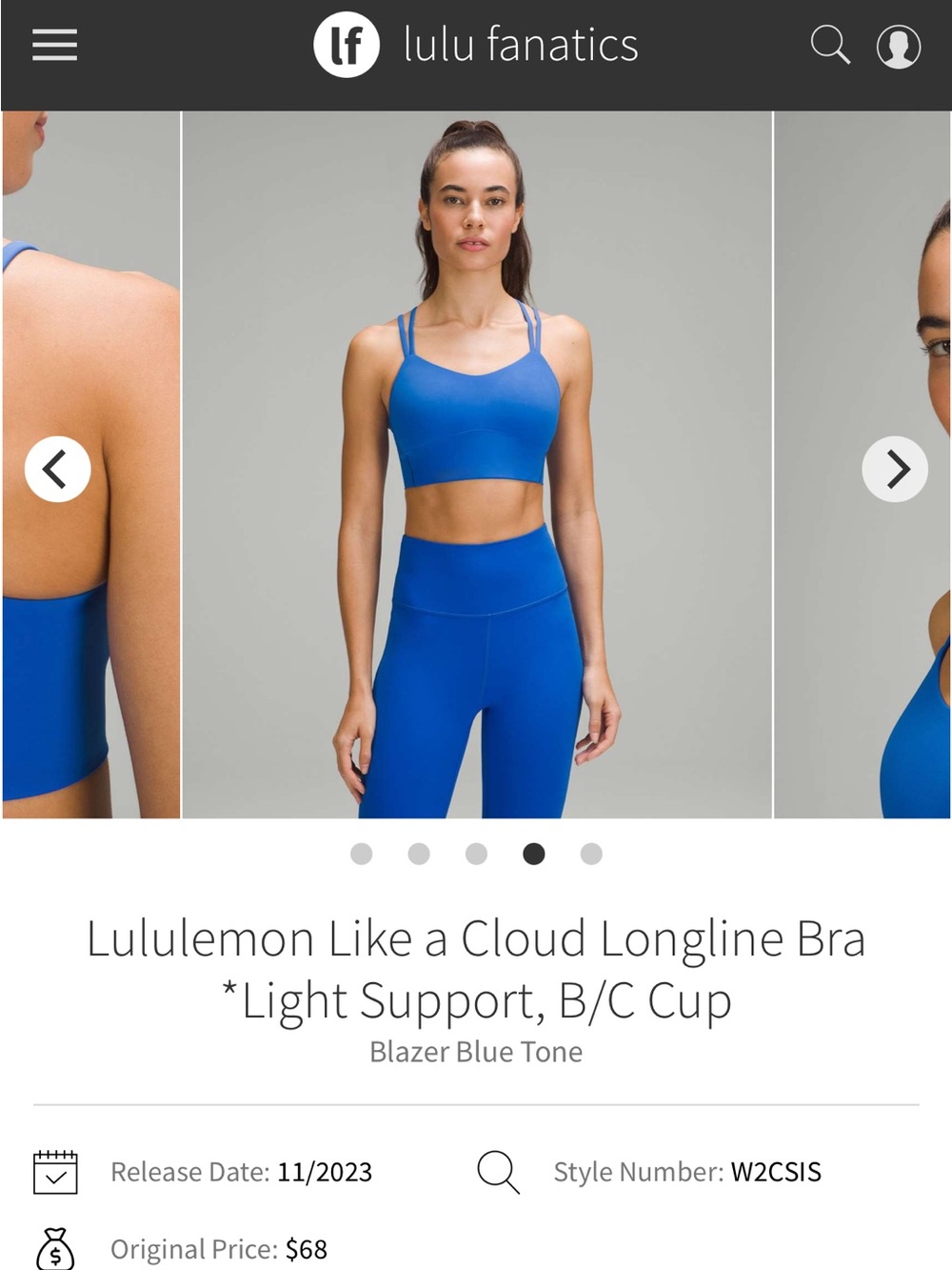 lululemon athletica Like a Cloud Longline Bra - Blazer Blue NWT!